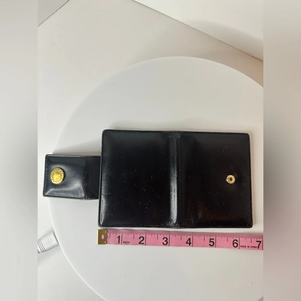 BVLGARI Card Case Black and Gold Patent Leather